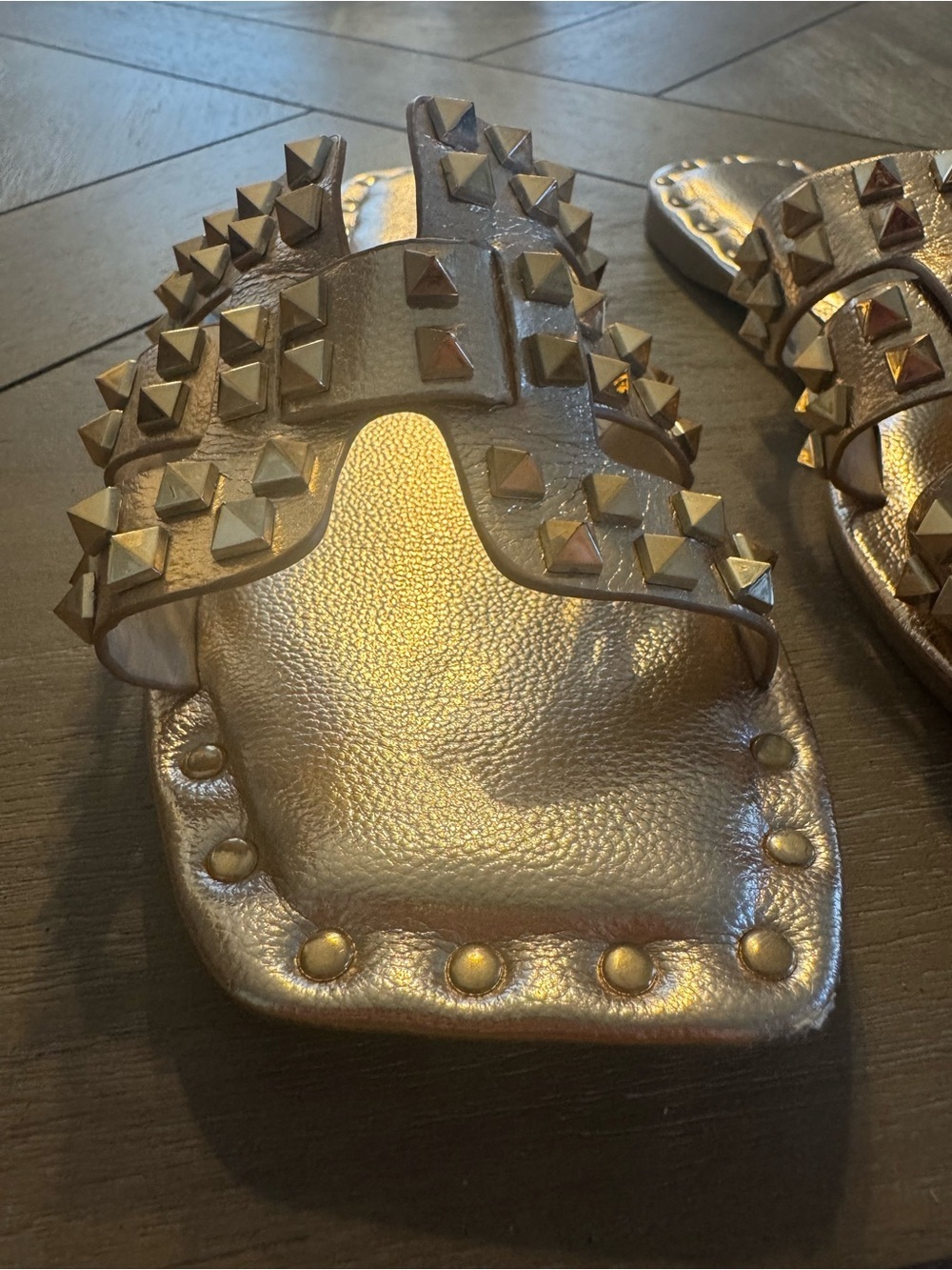 Cape Robbin Metallic Gold Stud Slide Sandals - Picture 4 of 13
